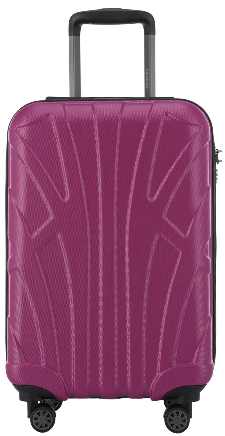 suitline Handgepäck Hartschalenkoffer 55x35x20 cm (34 L) ABS Kabinenkoffer mit TSA Schloss 4 Doppelrollen Teleskopgriff leicht robust Bordgepäck für Flugreisen Wochenendtrip Business, Magenta