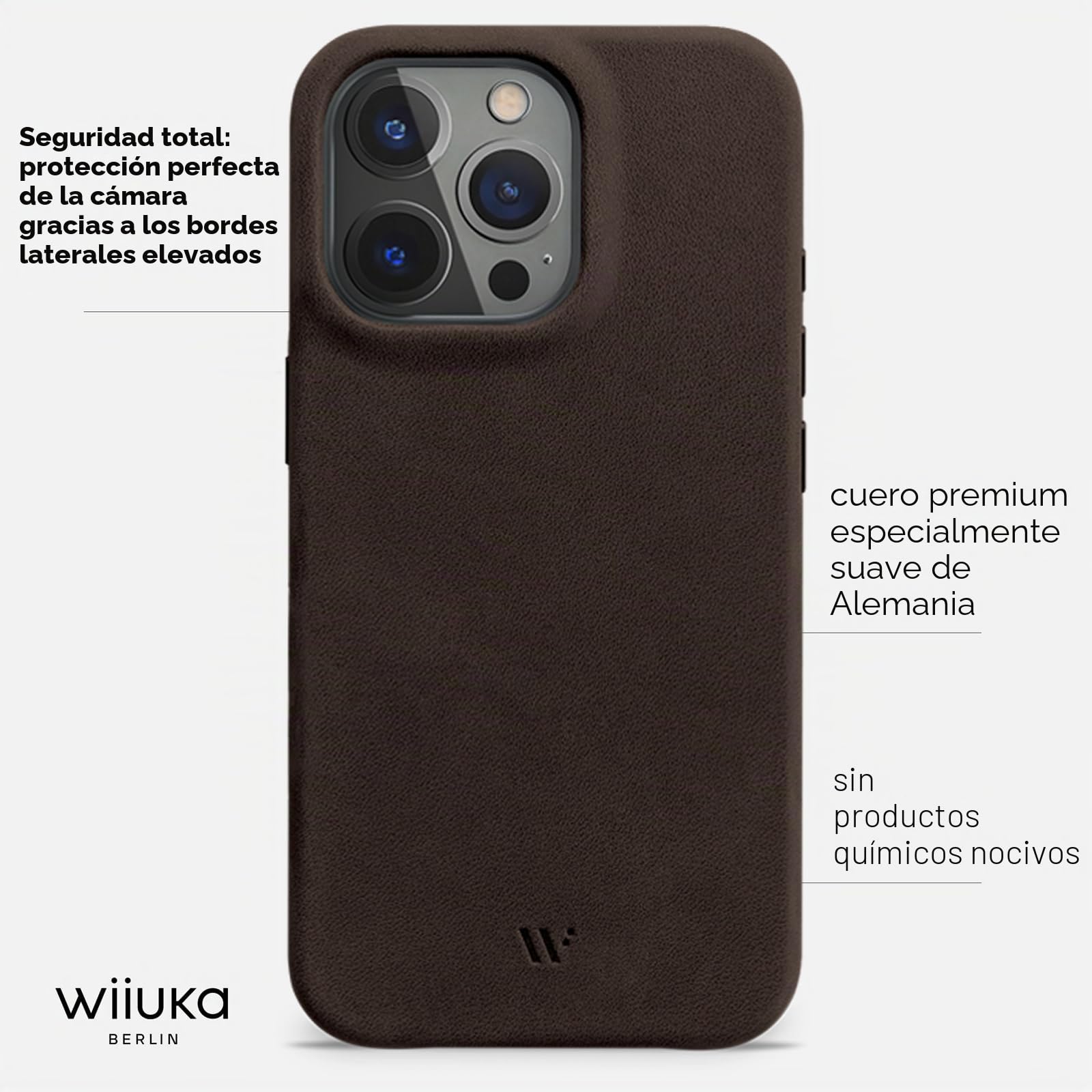 WIIUKA Funda para iPhone 15 Pro, Piel de Alemania Extrafina, Premium para Teléfono Móvil, Qi, Marrón Vintage