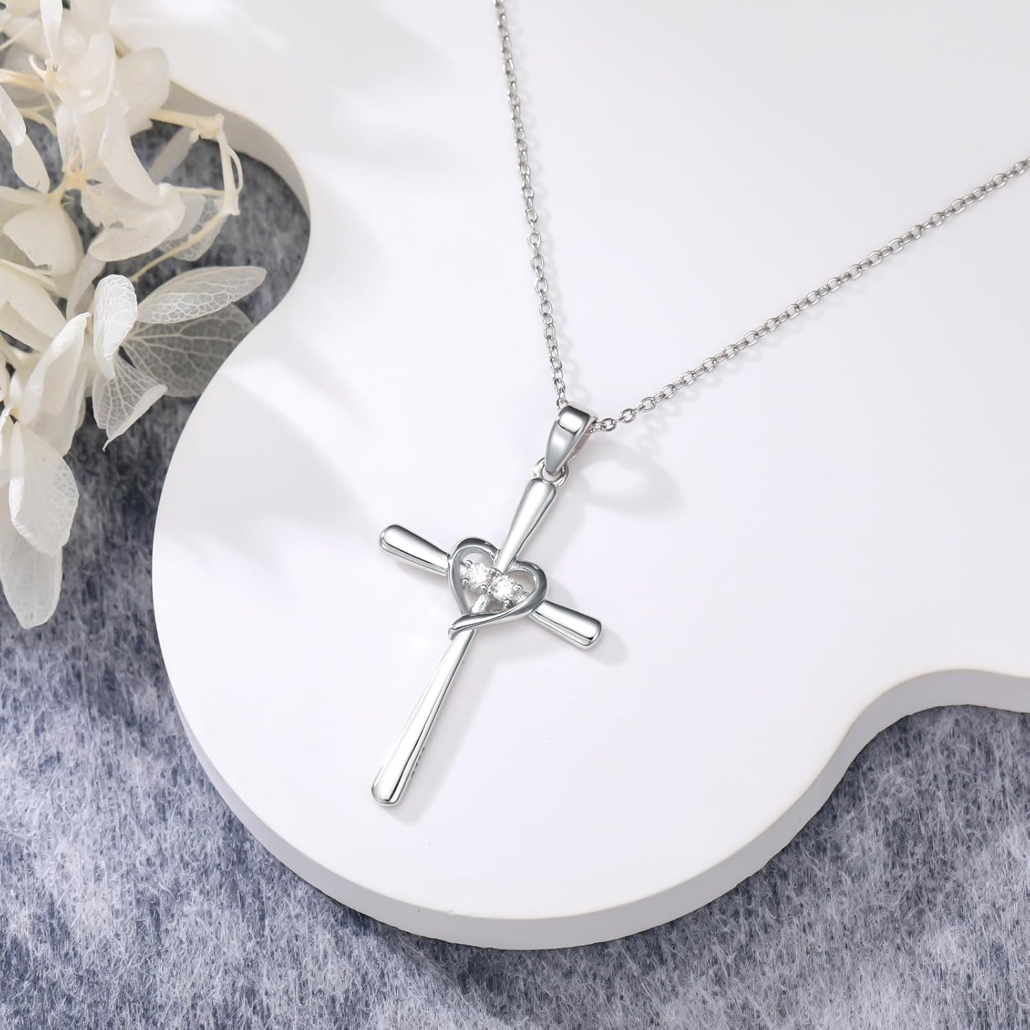 Diamond Cross Necklace for Women S925 Sterling Silver Lab Grown Diamond Cross Necklace Jewelry Gift for Women - Image 3