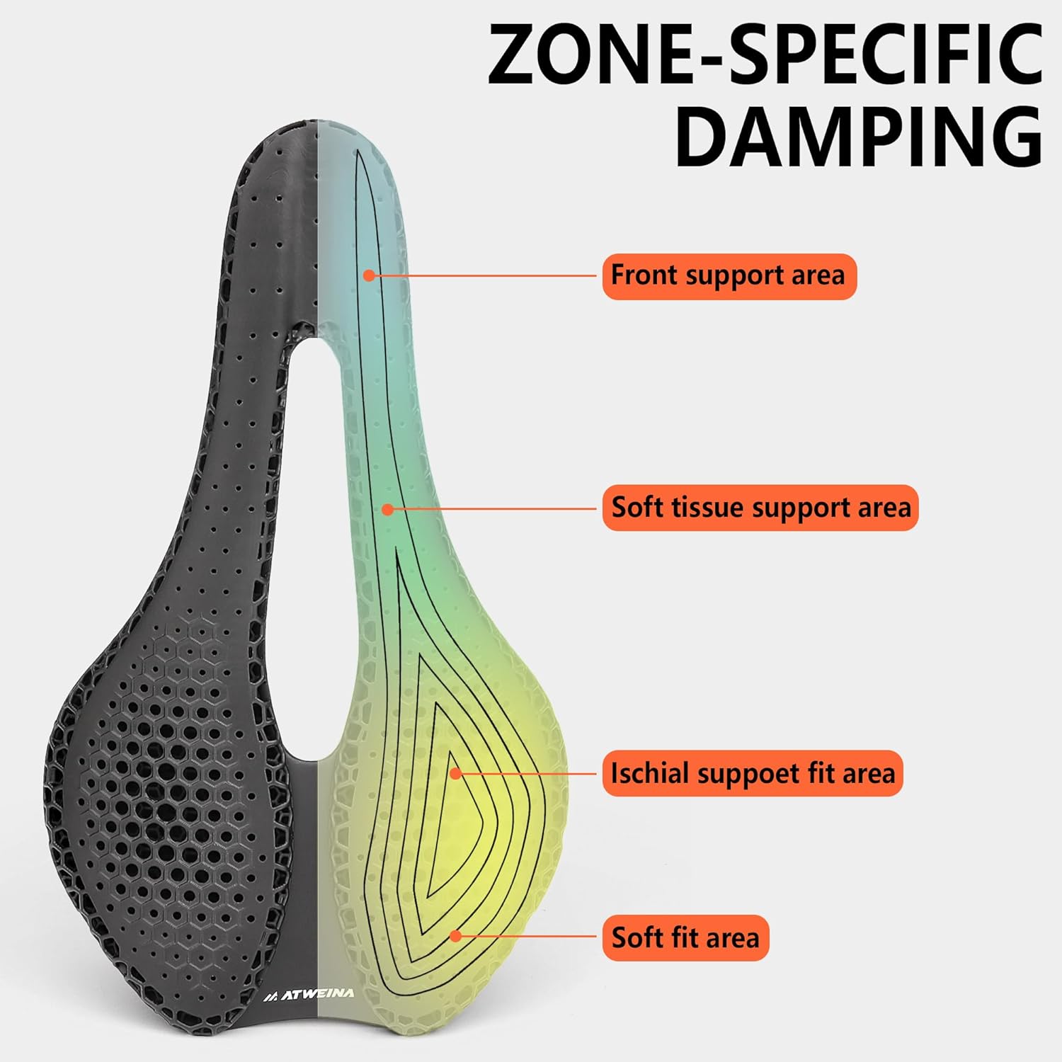 Carbon Fiber Bike Seat Cushion, 3D Printed Bike Saddle, Comfortable Bicycle Seat for Men and Women, Shock Absorbing and Breathable Bicycle Saddle for MTB BMX XC Gravel Bikes Road Bikes