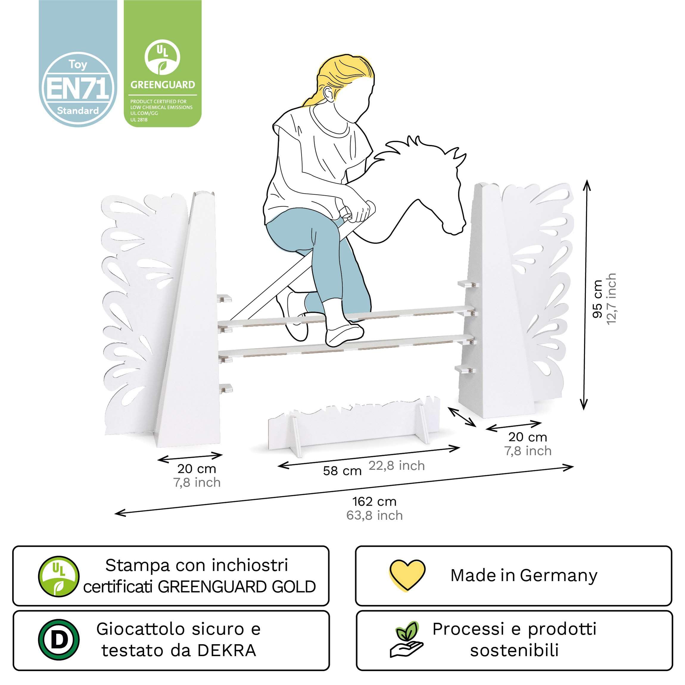 Ostacoli per Hobby Horse e Testa di Cavallo con Bastone 162 x 20 x 95 cm Perfetto per Compleanni e Feste per Bambini, al Chiuso e all'aperto - Ostacolo con fossato