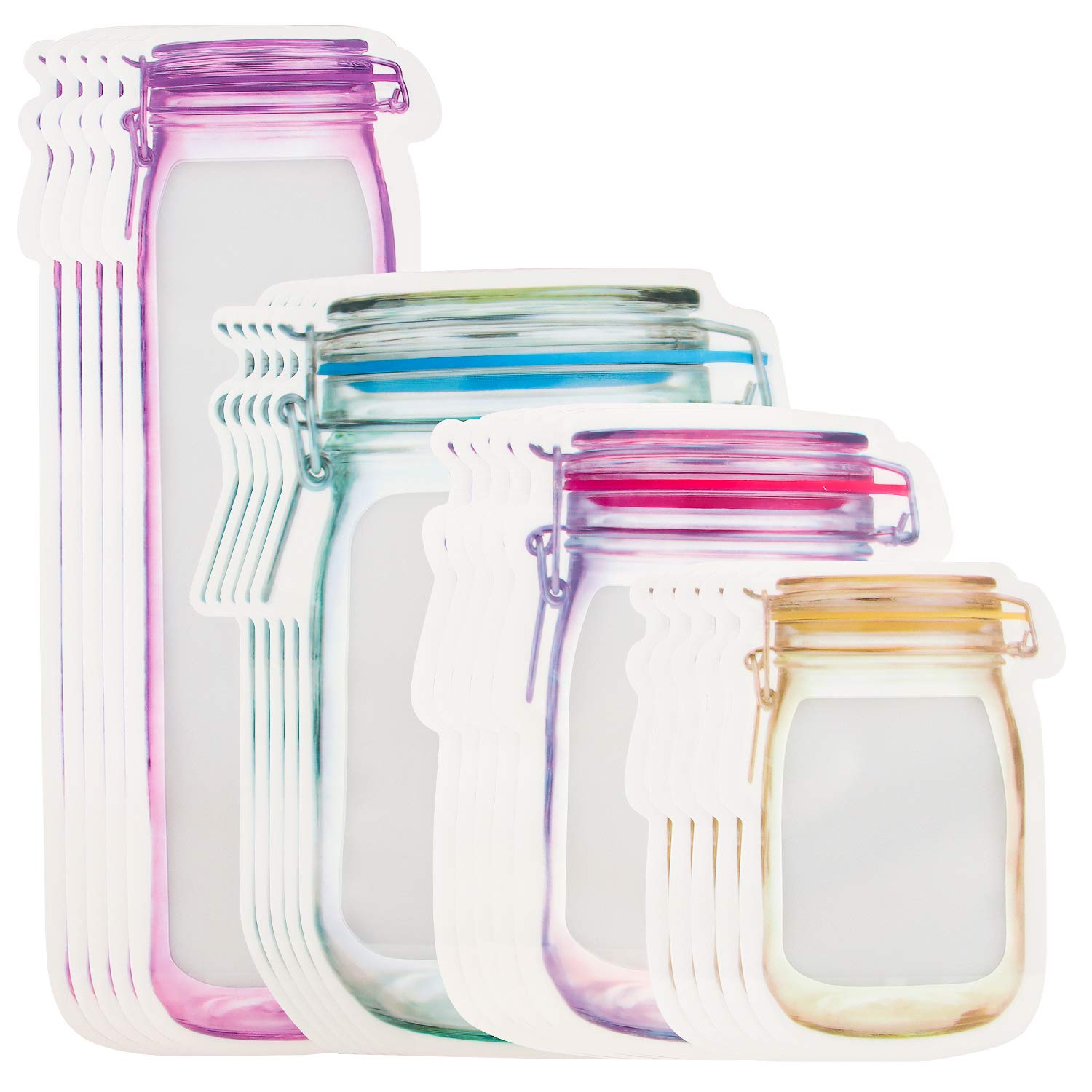 Mason Jar Flessen Zakken 4 Size Herbruikbare Lekvrije Rits Voedsel Opslag Saver Zakken voor Snack Sandwich Snoep 20 Stks