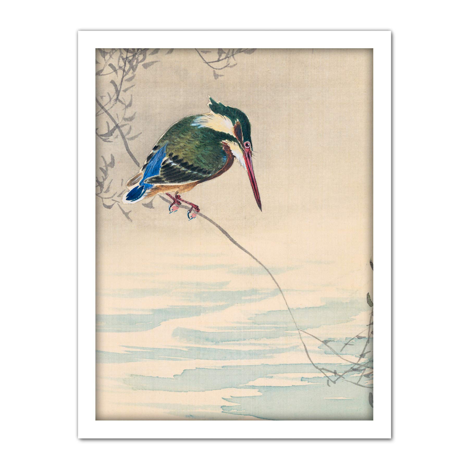 Artery8 Ohara Koson Kingfisher Bird Japanese Painting Artwork Framed Wall Art Print 18X24 Inch