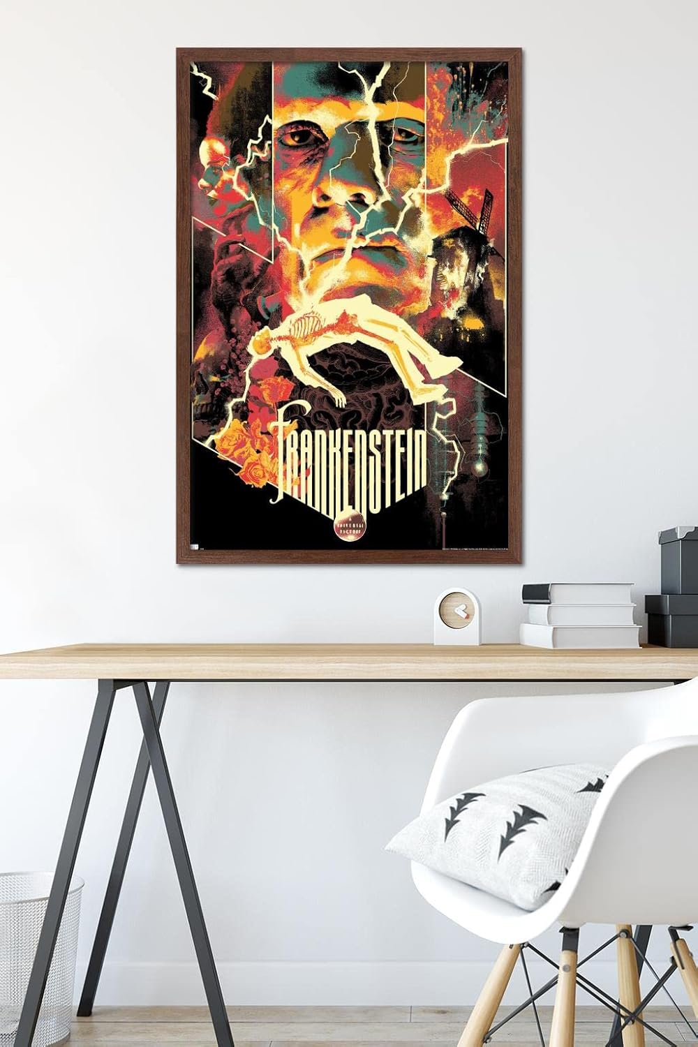 Trends International Frankenstein - Collage Wall Poster, 22.375" x 34", Mahogany Framed Version
