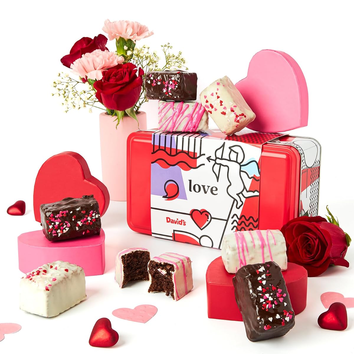 Davids Cookies Chocolate Brownies Gift In Love Sweet Sampler Tin - 8Pcs