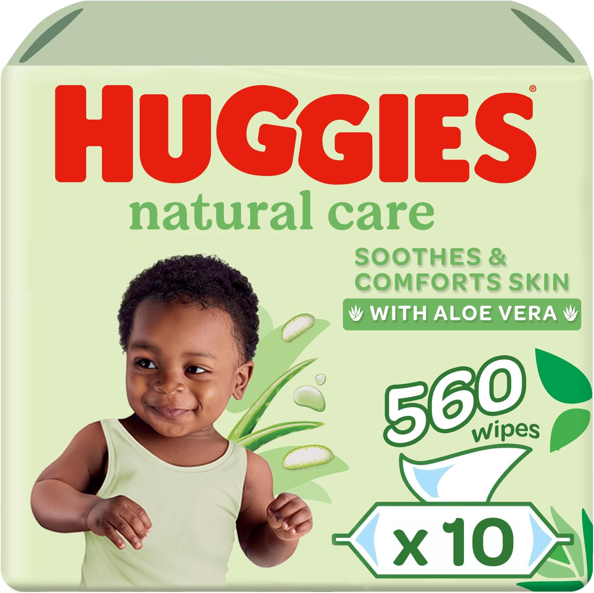 Natural Aloe Vera baby Wipes, 10 Pack x 56 (560 Wipes)