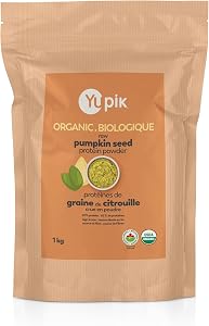 Yupik Organic Raw Pumpkin Seed Protein Powder 65% Protein 1kg, USDA Certified, Non-GMO, Vegan, Gluten-Free, Kosher, High in Iron & Fiber, Versatile Superfood for Shakes & Baking