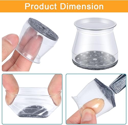 Miniatura 4 de 32 unidades de protectores para patas de sillas - Almohadillas de silicona y fieltro, a prueba de rayones y sin ruido, movimiento suave y fácil,
