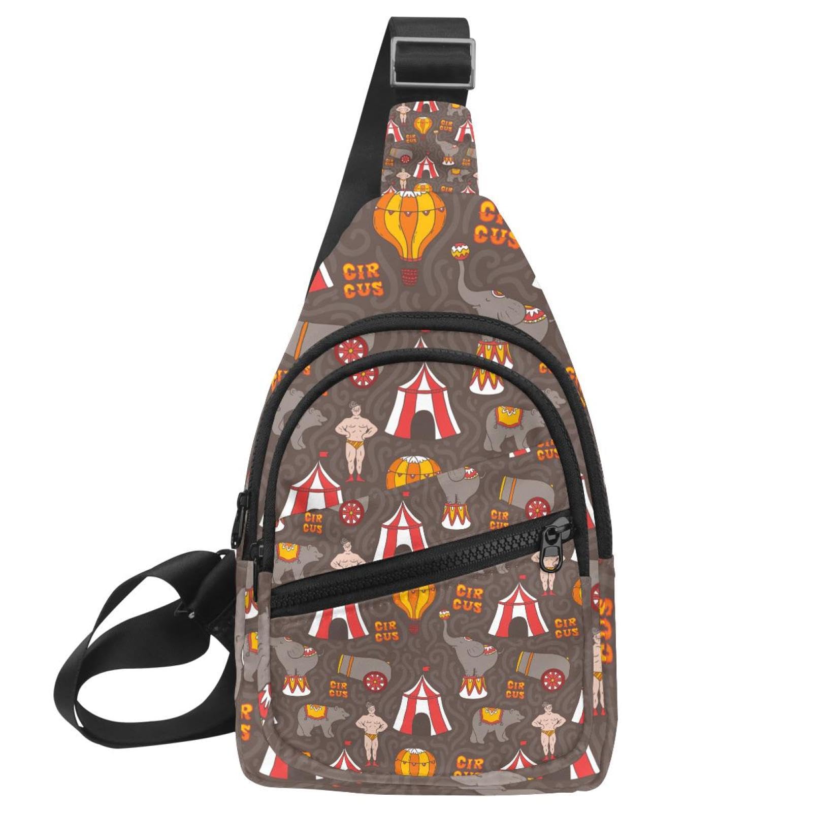 Bolsa para el pecho de hombre Circus Elephant Bear impermeable y compacta 7