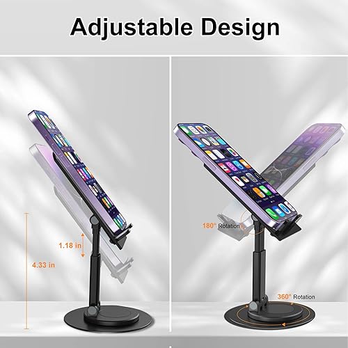 Miniatura 3 de 8849 Soporte plegable para teléfono, soporte de teléfono celular de escritorio ajustable en ángulo de altura para escritorio, soporte de teléfono de