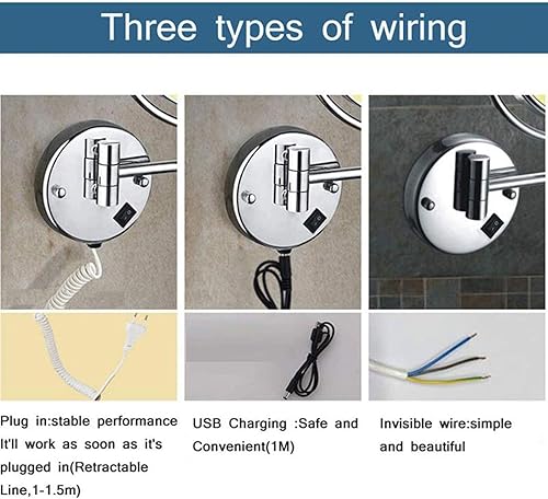 Miniatura 5 de GaRcan Espejo de maquillaje con aumento de 10 veces iluminado, espejo de maquillaje giratorio de doble cara de 8 pulgadas, espejo de maquillaje