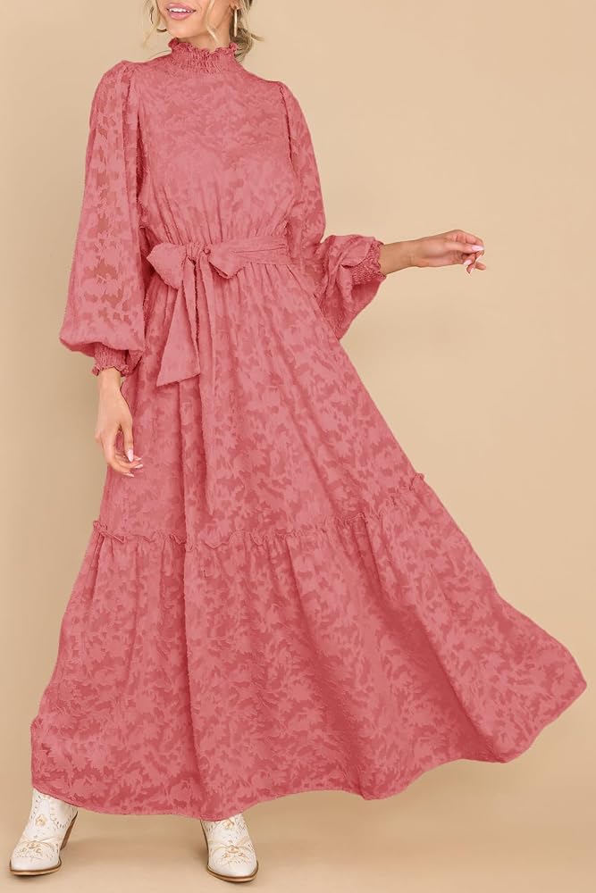 long sleeve fancy maxi dress MITILLY Fall Modest for Women, Bean Paste, S Animal Print Halter Sequin MasterSku:710CS The intricate lace detailing Main Finish:Oil Grey