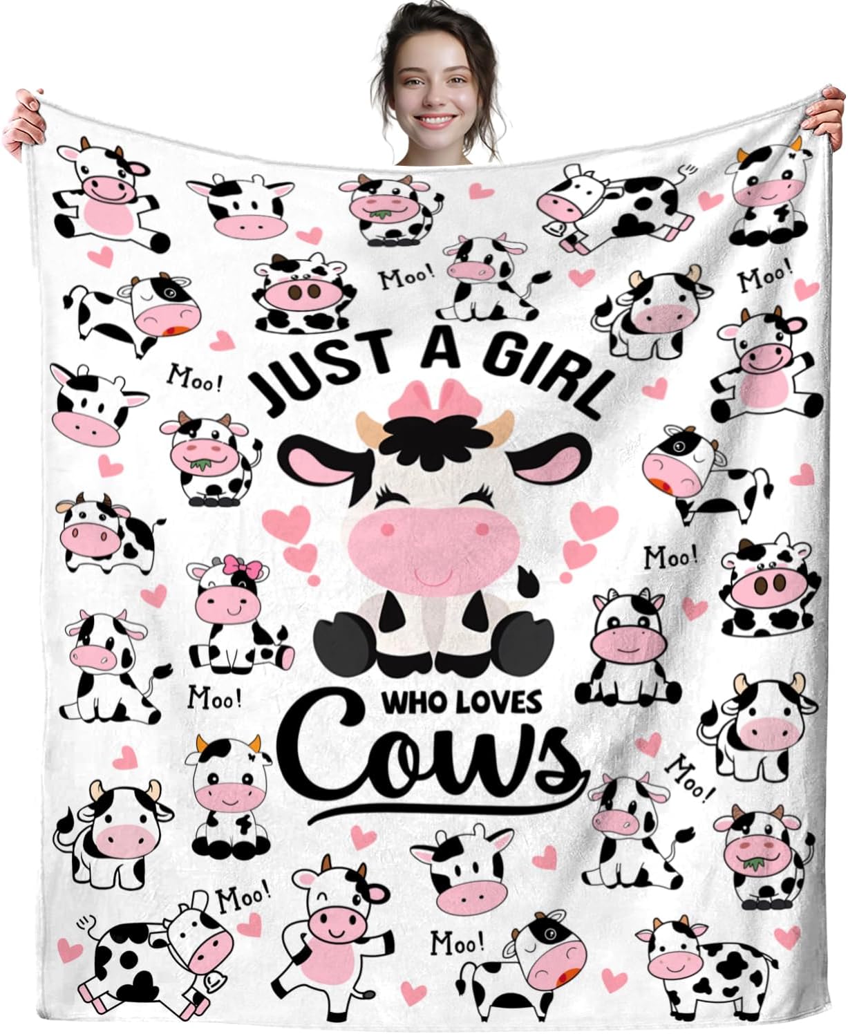 Cow Blanket Plush Gifts Just A Girl Who Loves Cow Blankets Ultra Soft Cozy Flannel Throw Blankets Bedding for Kids Girls Adults Women Gifts 80" x60
