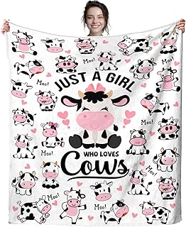 Cow Blanket Plush Gifts Just A Girl Who Loves Cow Blankets Ultra Soft Cozy Flannel Throw Blankets Bedding for Kids Girls Adults Women Gifts 50" x40