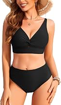 Ekouaer Women's Two-Piece Swimsuit High Waist Sea Swimwear Women's Curvy Padded Padded Bra Bikini Swimming Pool