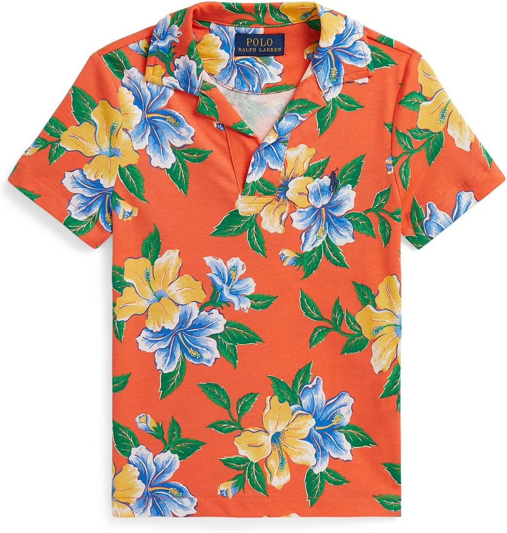 Polo Ralph Lauren Boys' Floral-Print Cotton Jersey Polo Shirt (Toddler/Little Kid)