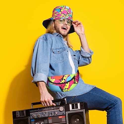 Miniatura 5 de JenPen Juego de 2 sombreros tipo cangurera de los años 80 y 90 para hombres y mujeres, accesorios retro para fiestas deportivas de verano