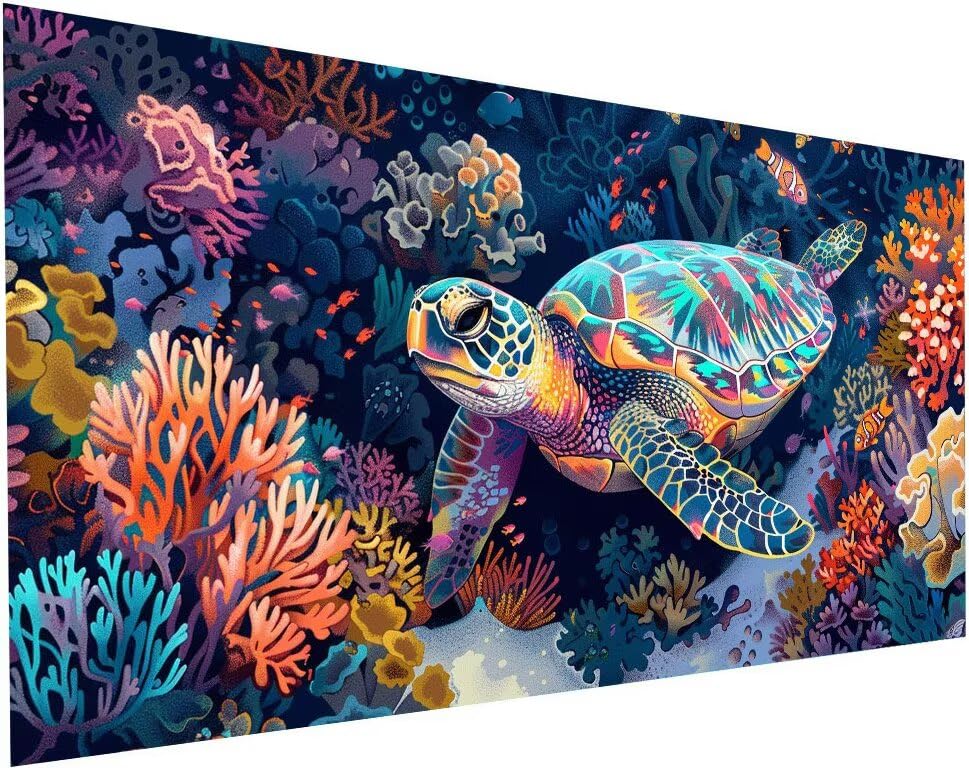 Peinture diamant tortue de mer géante pour illuminer votre salon cet hiver