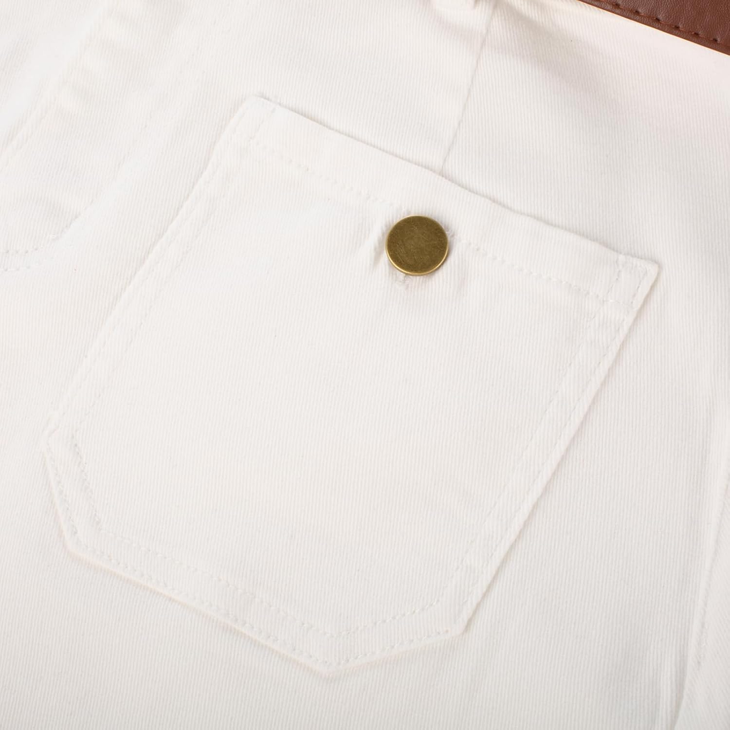 Belle Poque Denim Skirt with Belt Below Knee Length High Waisted Jean Skirts for Women - Image 3