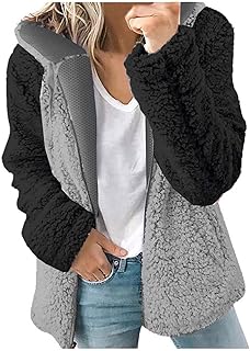 RMXEi Women's Casual Fashion Loose Solid Color Hat Plus Fleece Collar Pocket Jacket
