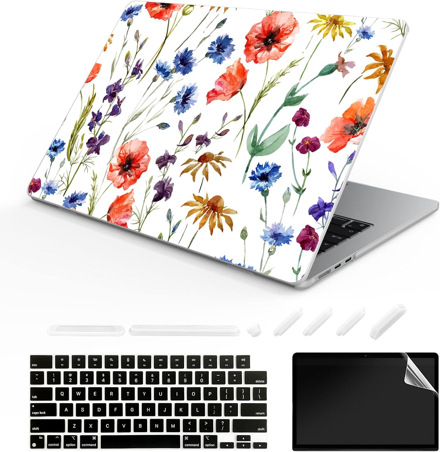 Compatible MacBook Air 13.6 inch Case 2022 Release Model: A2681 M2 Chip, Printed Pattern Hard Shell Laptop Sleeve and Keyboard Cover for MacBook Air 13.6, Plant Leaves 08