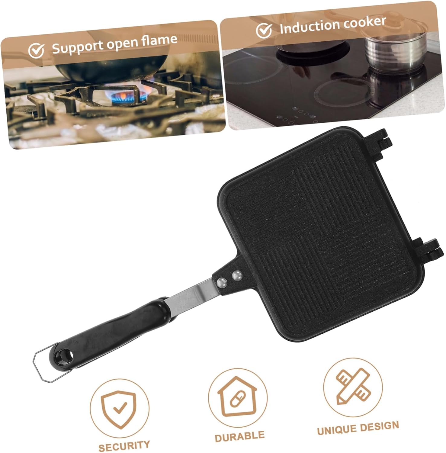 Sandwich Maker Aluminum Cookware Double Sided Detachable Pan, Non Stick