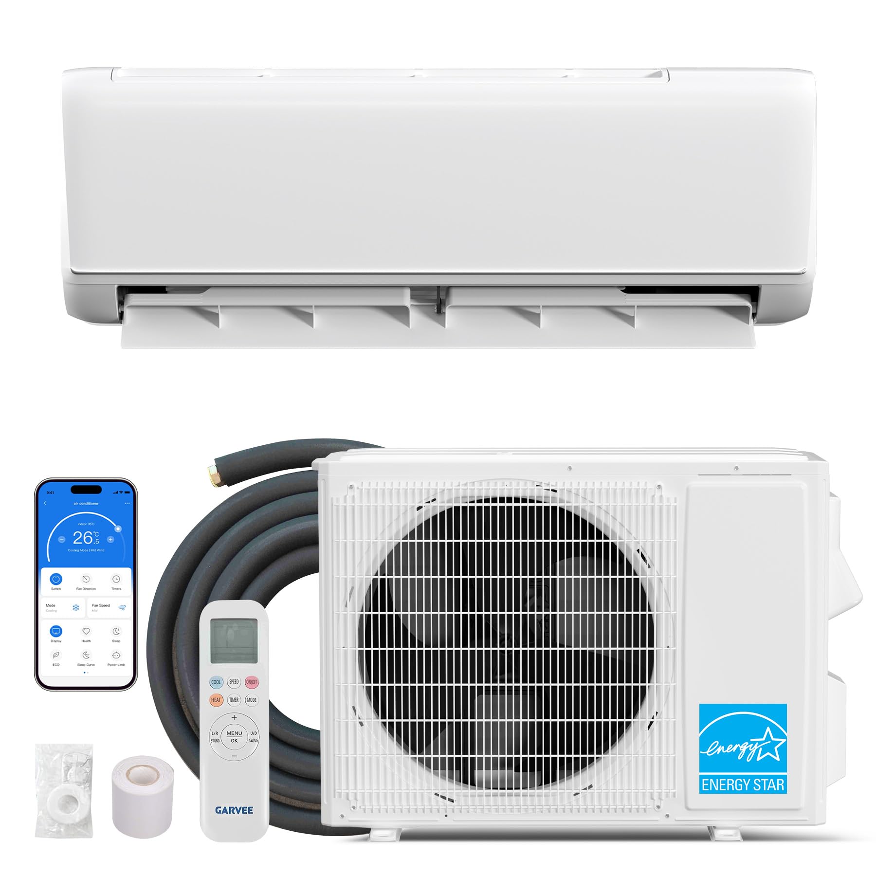 Photo 1 of ***FACTORY SEALED***Mini Split 18000 BTU Air Conditioner & Heater, 21 SEER2 Energy Star, 208-230V, WiFi Smart APP & Alexa Compatible, Ultra Quiet Ductless AC Heating Cooling System for Rooms up to 1250 Sq. Ft.