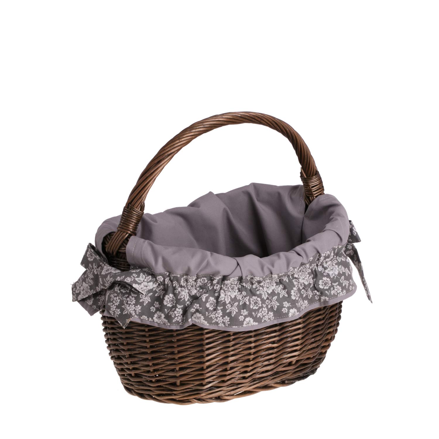 e-wicker24 koszyk na zakupy z wikliny, ciemnobrązowy kosz retro, kosz wiklinowy owalny