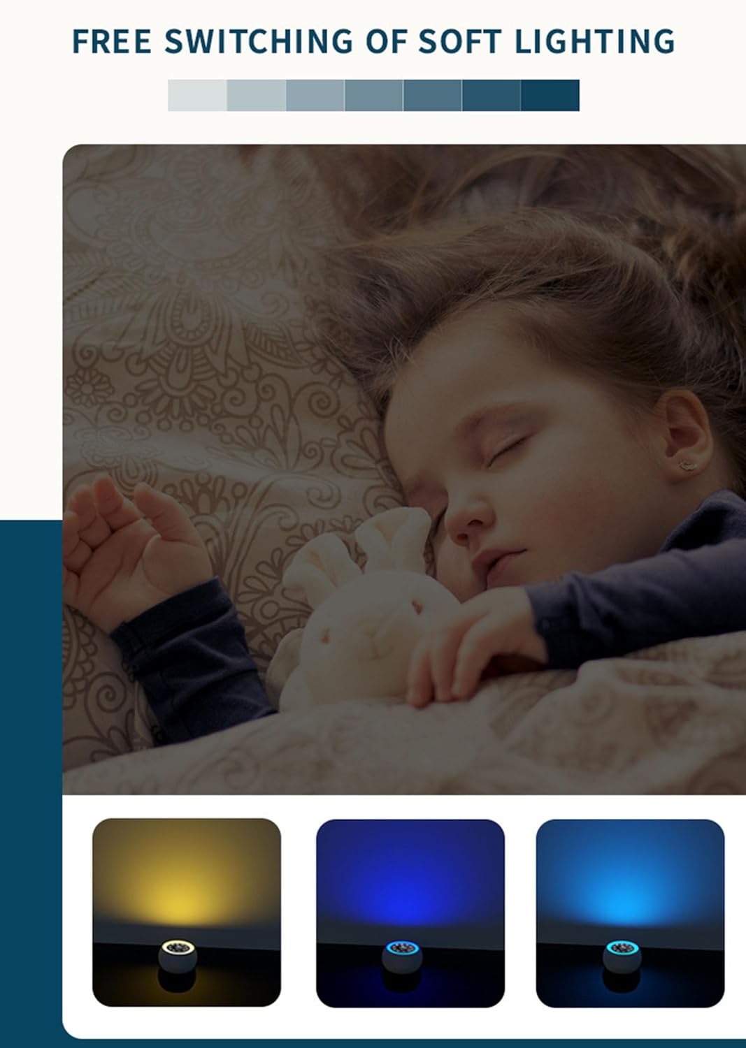 Music Sleep Instrument, Sleeping Night Light, Non-Looping Soothing Sounds with Memory Function, Portable Sleep Sound Therapy, for Home, Office or Travel