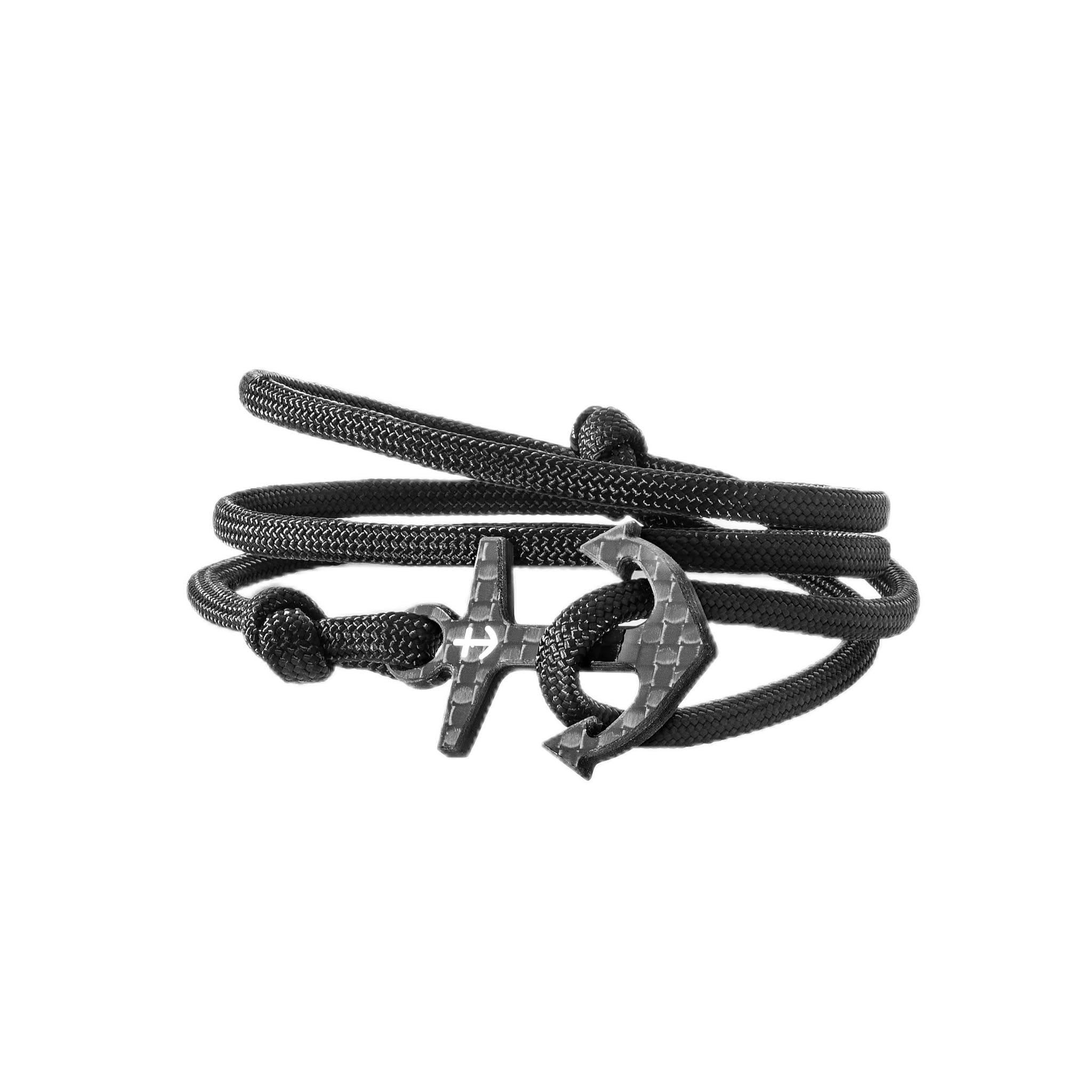 „Ancore“ Anker Armband Damen und Herren Cord Bracelet Schwarz Weiß Schmuck Anker Carbon Black White als edles Ankerarmband Accessoire