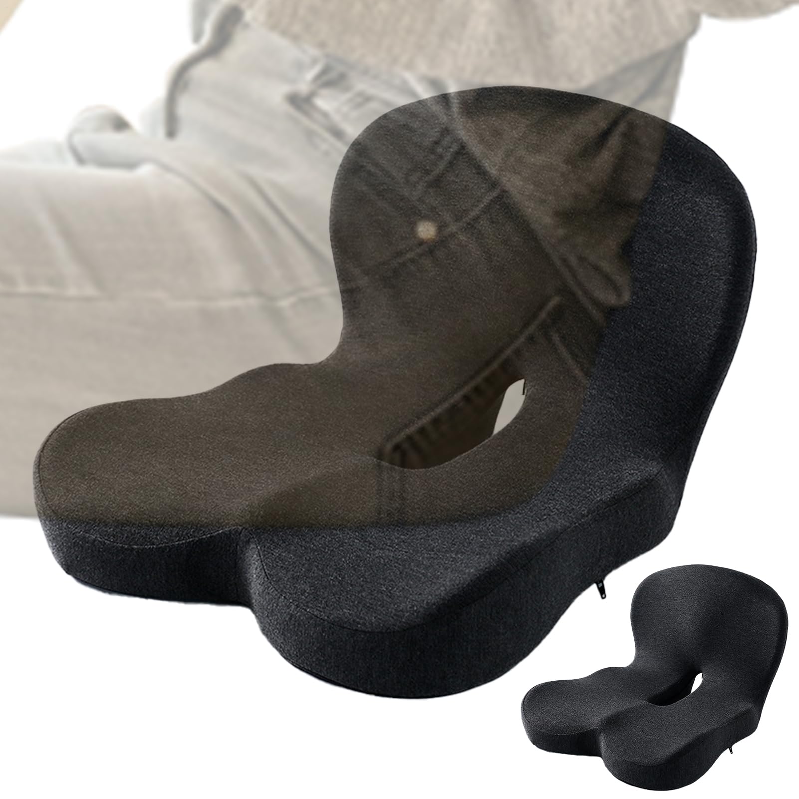 Cuscino auto – nucleo in memory foam | cuscino conducente in cotone grigio