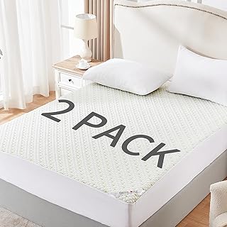 Waterproof Mattress Protector, 2 Pack Queen Size Cooling Mattress Pad Fitted 8"-21" Deep Pocket, 3D Air Fabric Bed Mattress Cover Noiseless Washable for Home, Bedroom, Hotel