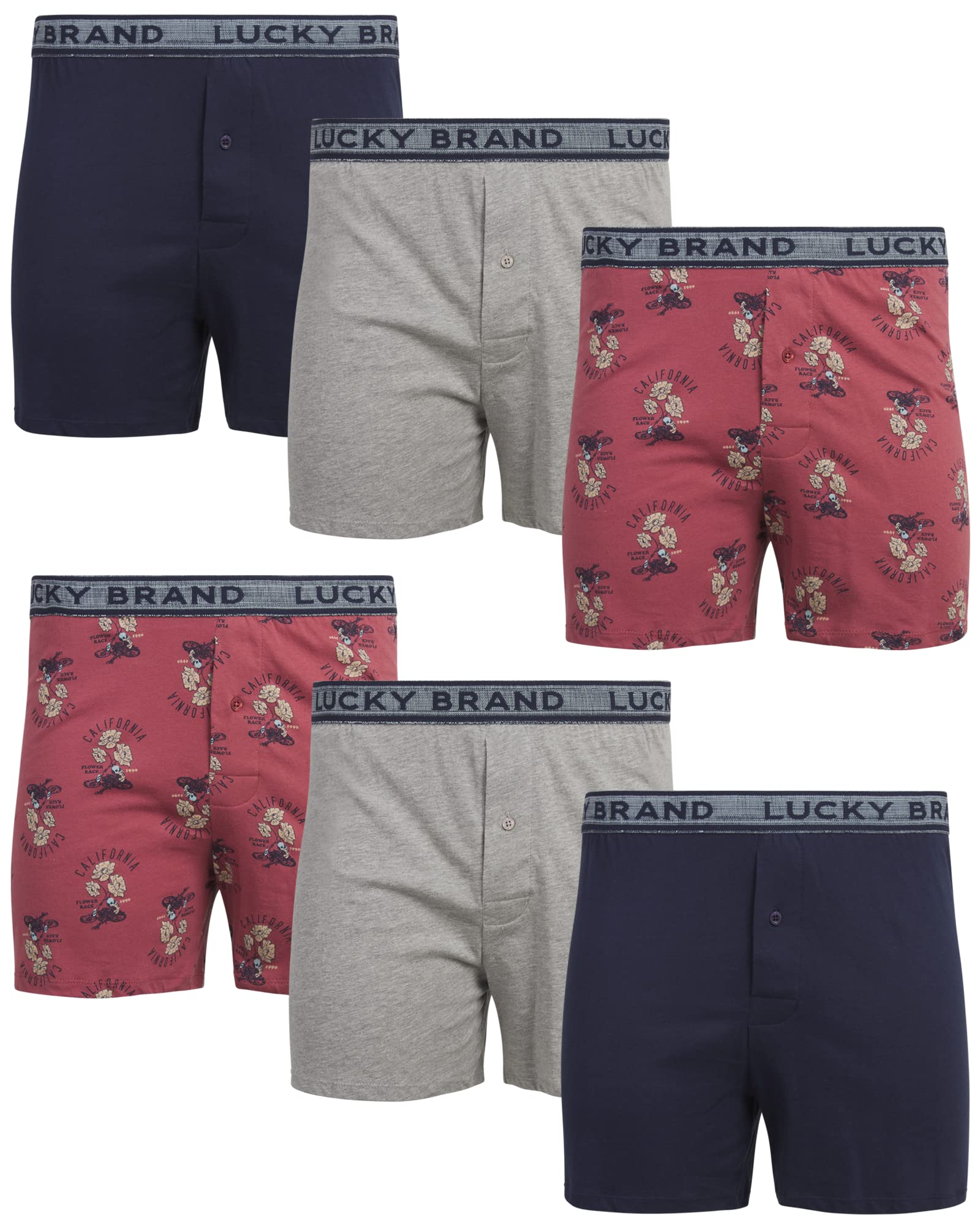 Lucky BrandMen's Boxer Shorts – 3 Pack Knitted Mens Underwear Boxers with Functional Fly - Classic Boxers for Men (S-XXL)