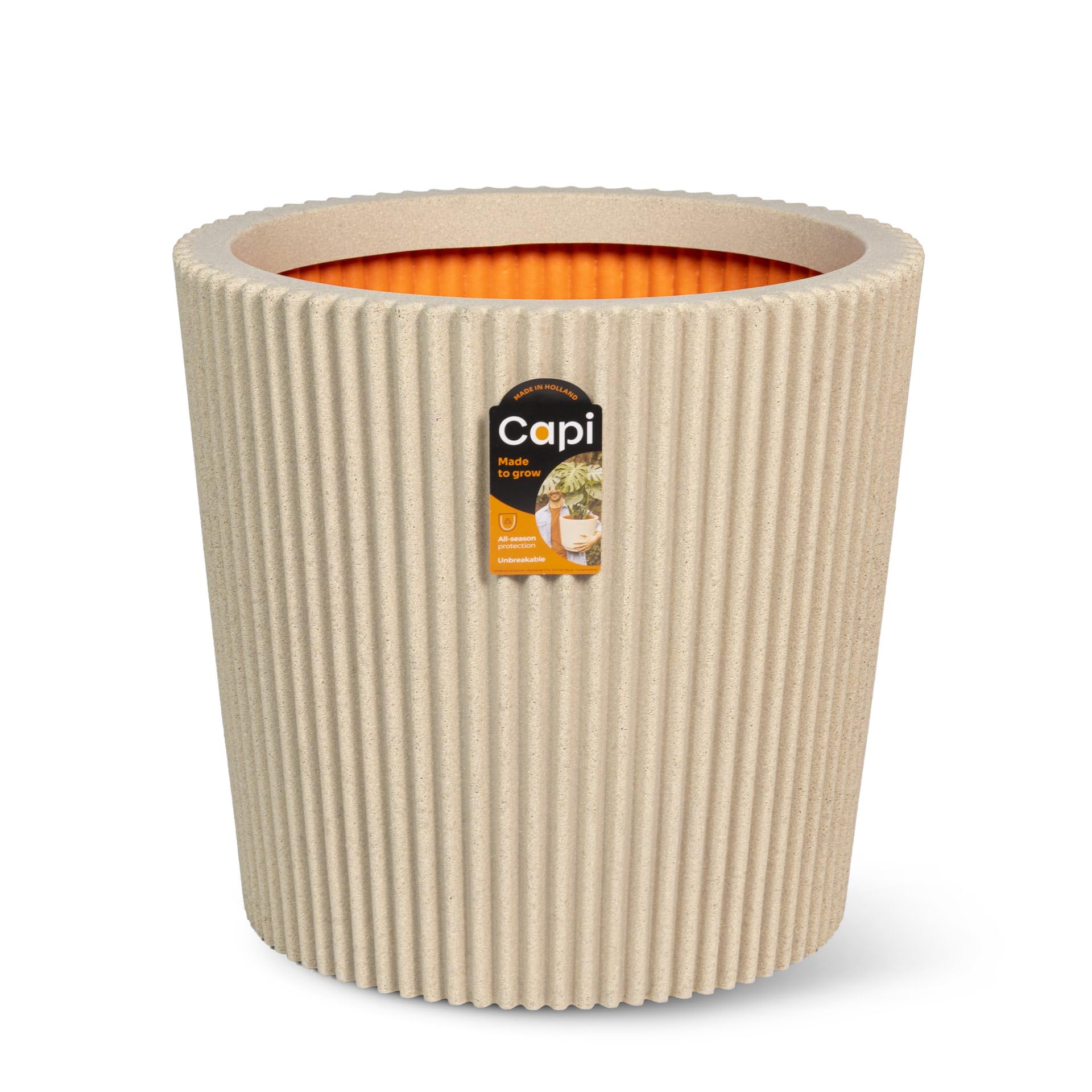 Capi Europe - Vase Conical Groove NL - 45x41 - Pebble - Planter for indoor and outdoor use - Shatterproof - KGVPE613
