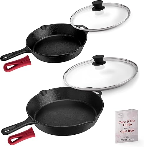 Miniatura 8 de Sartén de hierro fundido  tapa de vidrio  rascador de sartén 15 pulgadas con cubierta  agarre de mango de silicona resistente al calor utensilios de