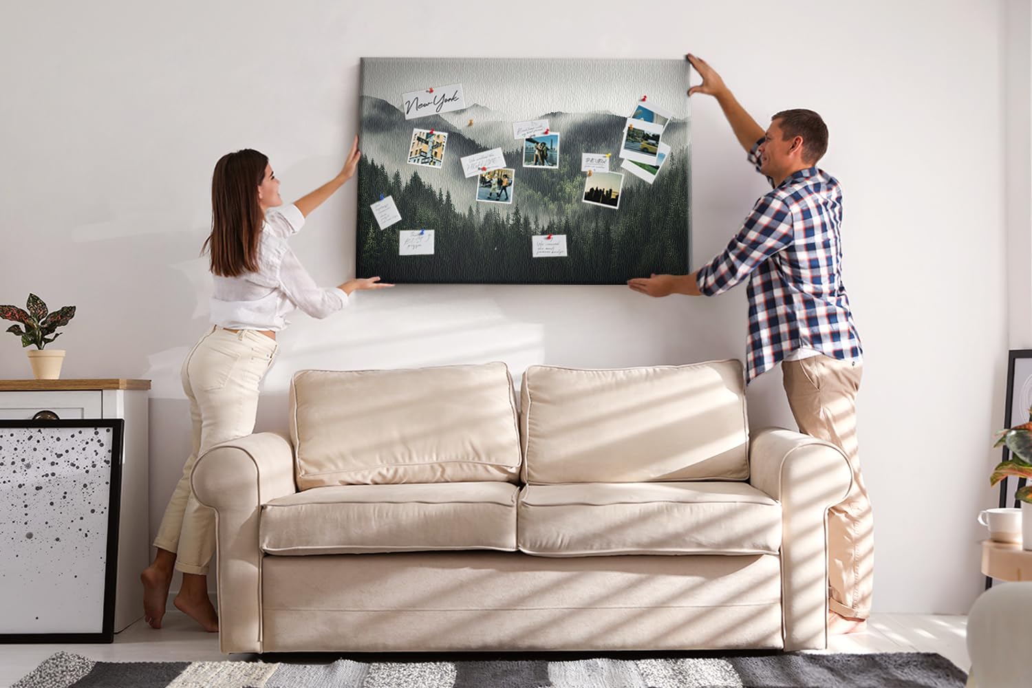 Tablero de corcho decorativo 120x80 cm | Paisaje forestal