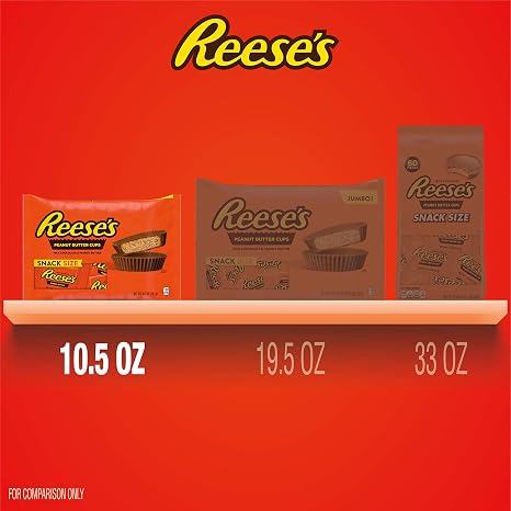 REESE'S Milk Chocolate Snack Size Peanut Butter Cups, Candy Bag, 10.5 oz
