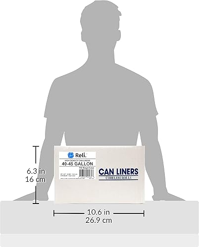 Miniatura 6 de Reli. Bolsas de basura prémium de 40 a 45 galones, 150 unidades, fabricadas en Estados Unidos, resistentes, a granel, supervalor, bolsas de basura