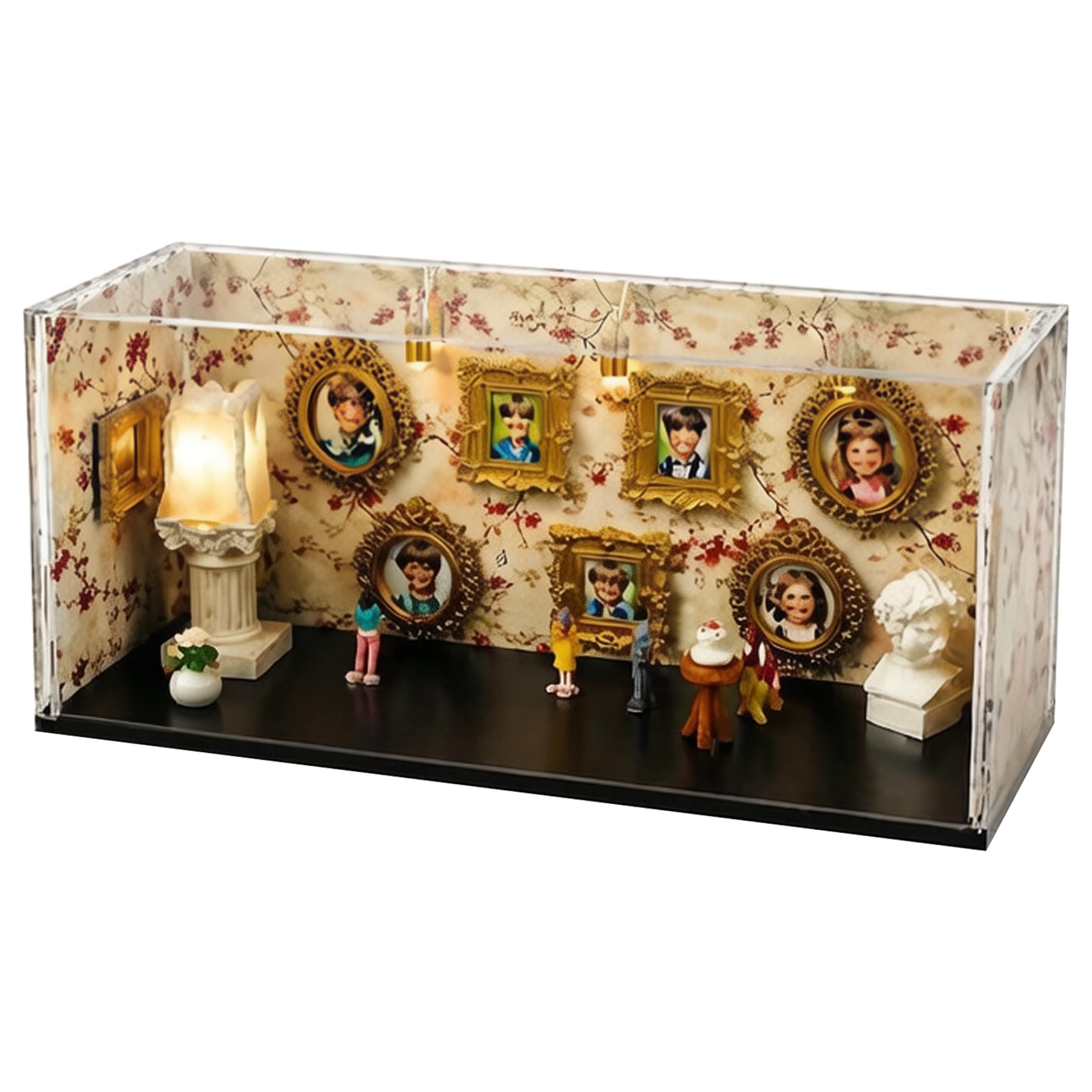 Aetherize Mini Frames Shadow Box Kit - Clear Acrylic Display Shadow Boxes with Led Light & Accessories Gold Boxes