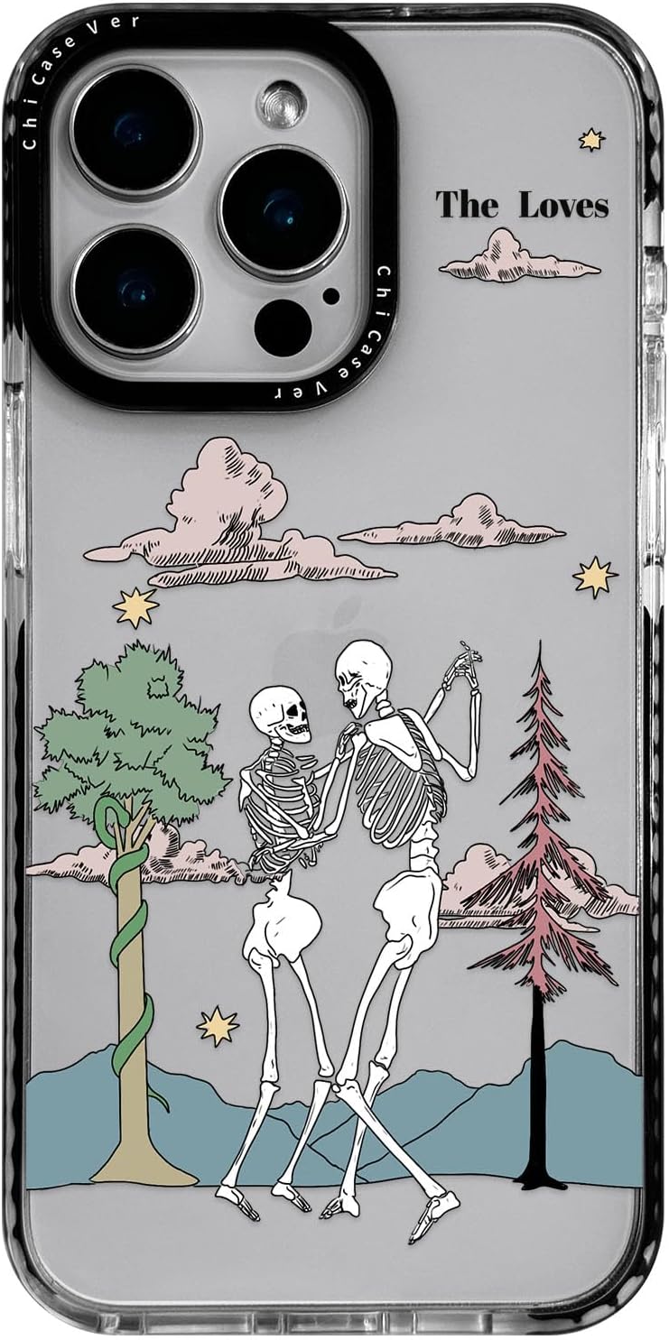 for iPhone 16 Pro Max Case, Tarot Skeleton Lovers & Nature Scene Design, Military-Grade Drop Protection, Soft Slim TPU Protective Cover with Camera Protection for Teens