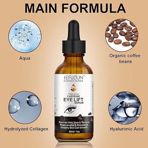 Miniatura 2 de Suero de ojos con cafeína, suero de elevación de ojos con cafeína para ojos hinchados y ojeras, crema de ojos con cafeína para bolsas hinchadas