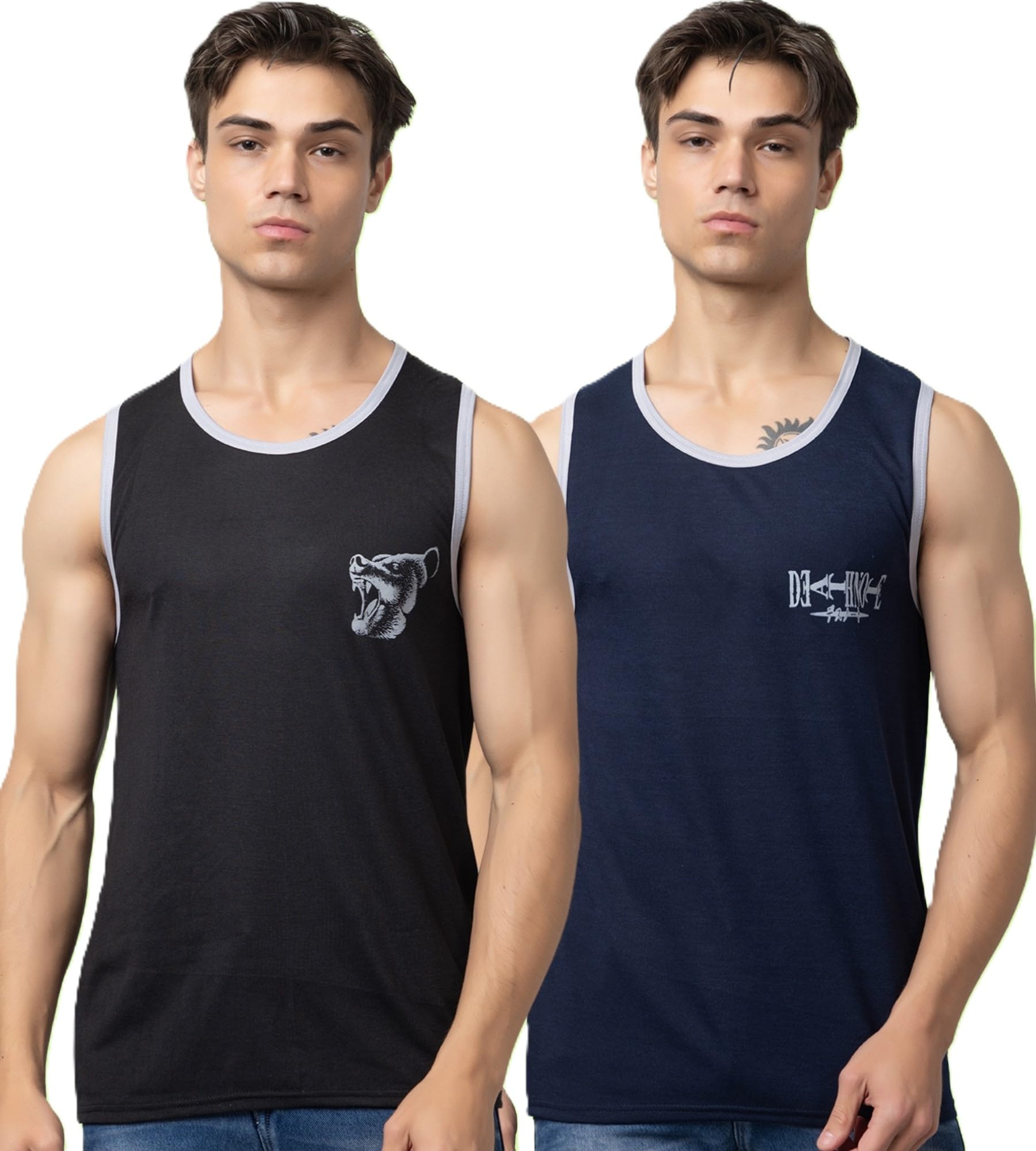 looks united Men’s Stylish Printed Sleeveless Vest Combo Casual Gym Summer Wear-picture-27