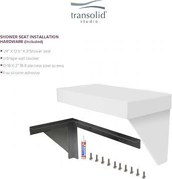 Transolid RSSK2412-01 Studio Rectangular Shower Seat in White
