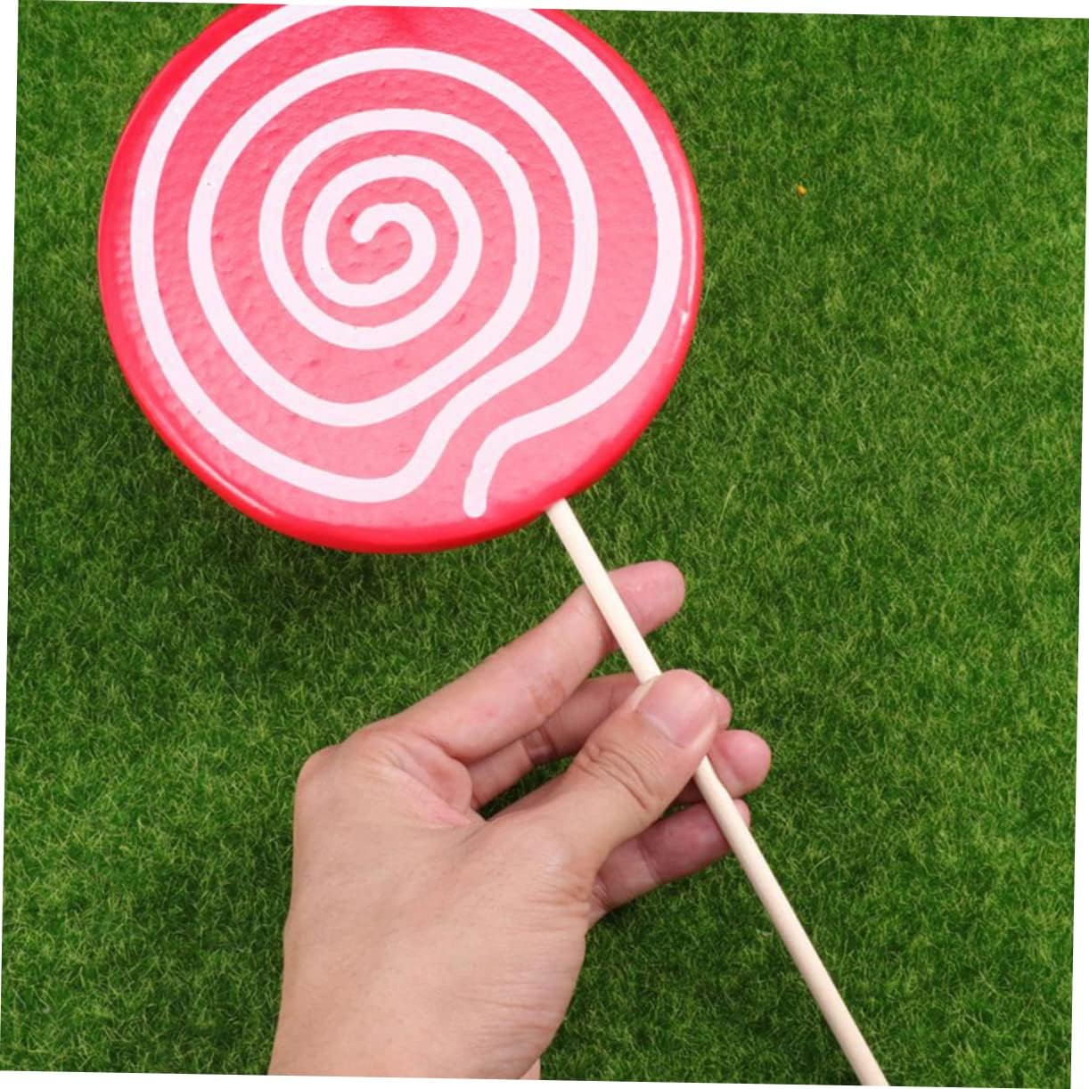 Ipetboom 3pcs Large Simulation Lollipop Model Photo Props Bright Red Candy Decor for Wedding Birthday Party Photography