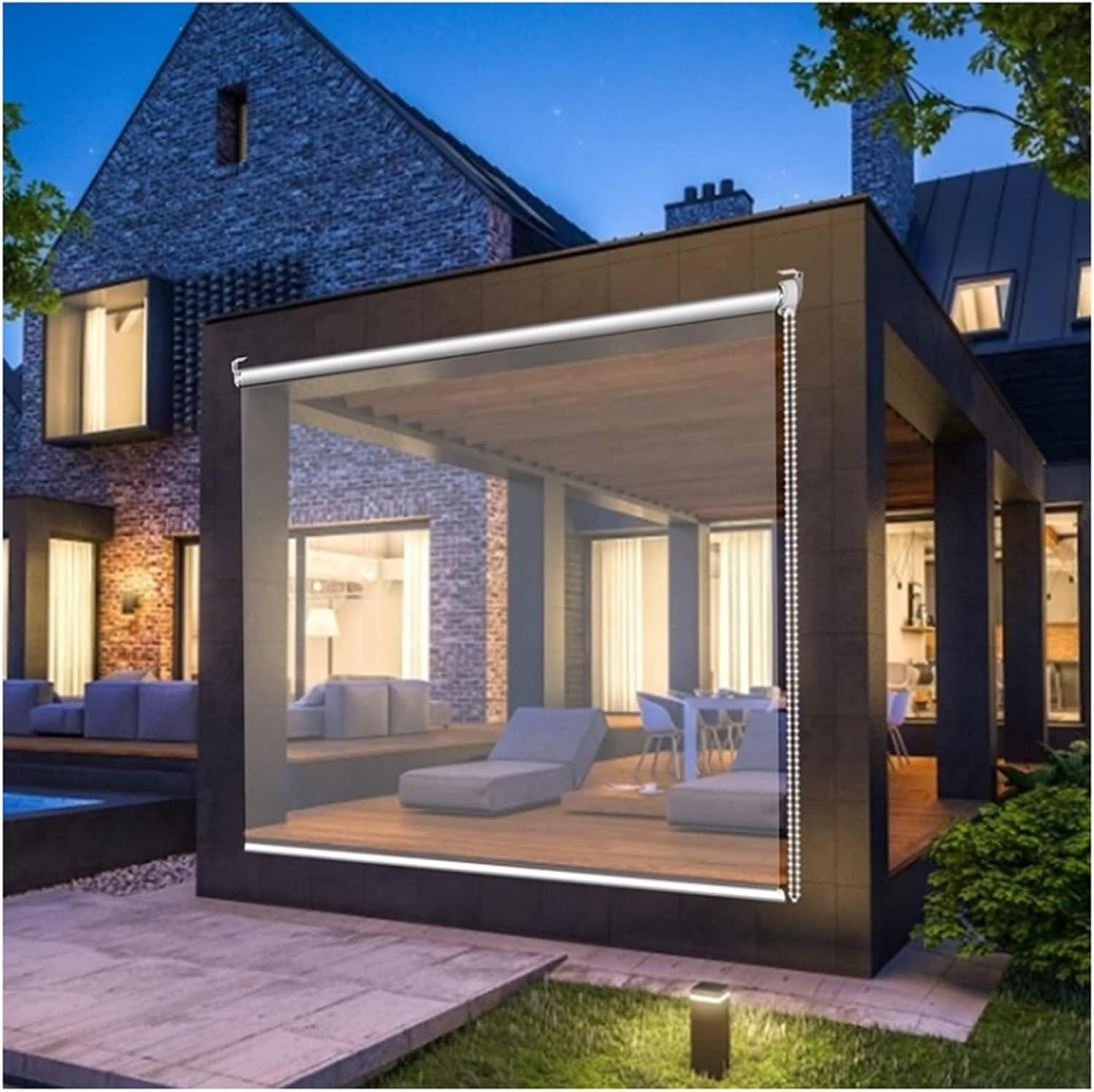 Stores enrouleurs Transparents et imperméables, Stores enrouleurs de pergola extérieurs for serres, balcons, belvédères.(2.0 * 2.5m)