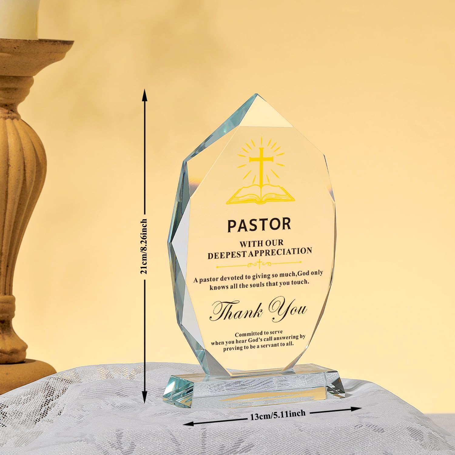 Pastor Appreciation Gifts-Iceberg Shaped Crystal Plaque, 8.3x5.3 Inch Plaques Decoration for Pastor's Day Church Clergy Keepsakes, Best Ideas Thank You for Christianity Pastores Gift - Image 3