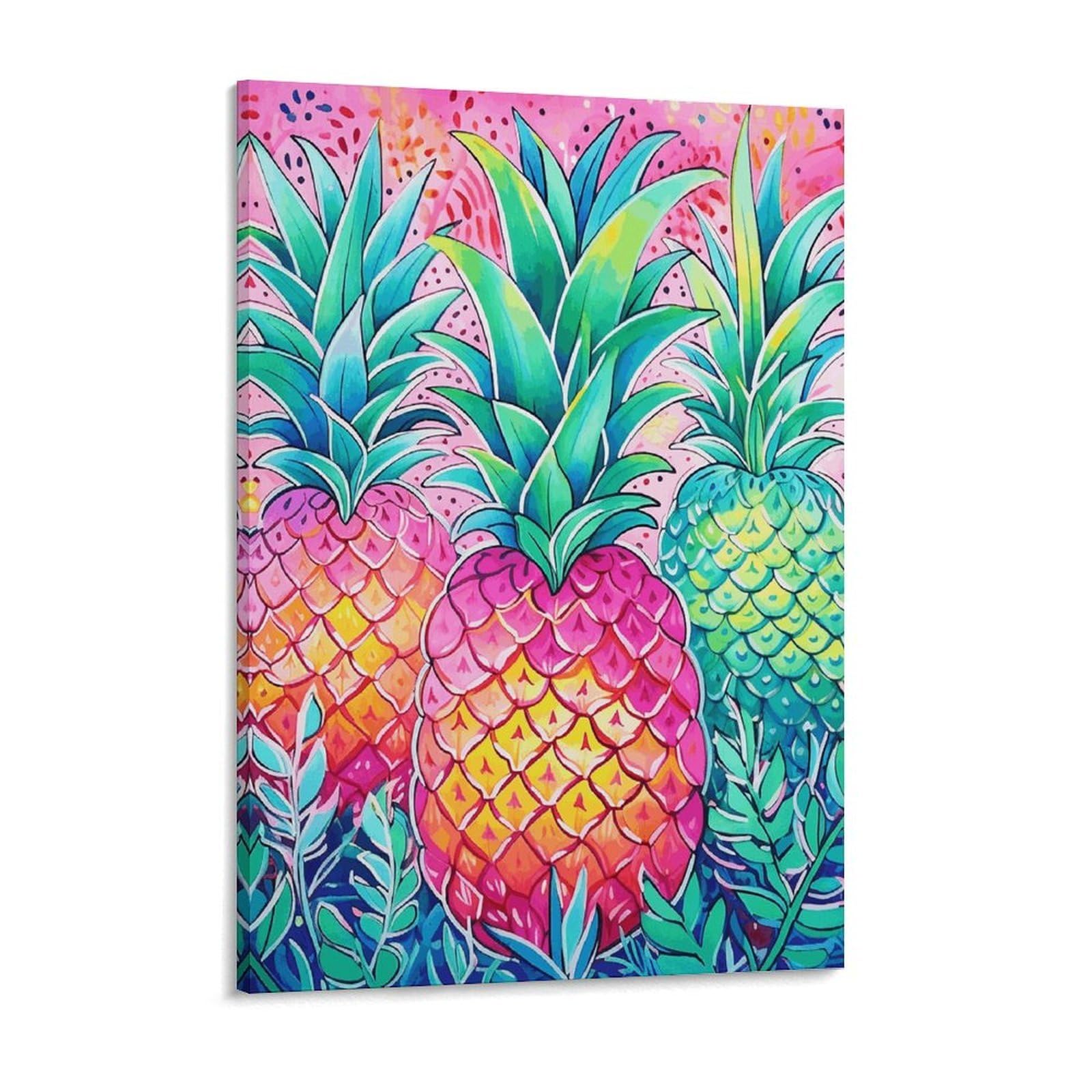 Three Big Pineapples Canvas Wall Art for Bedroom 18x24inch Canvas Prints Artwork for Walls Modern Picture Artwork Painting for Living Room Aesthetic Wall Paintings for Bathroom Kitchen Office