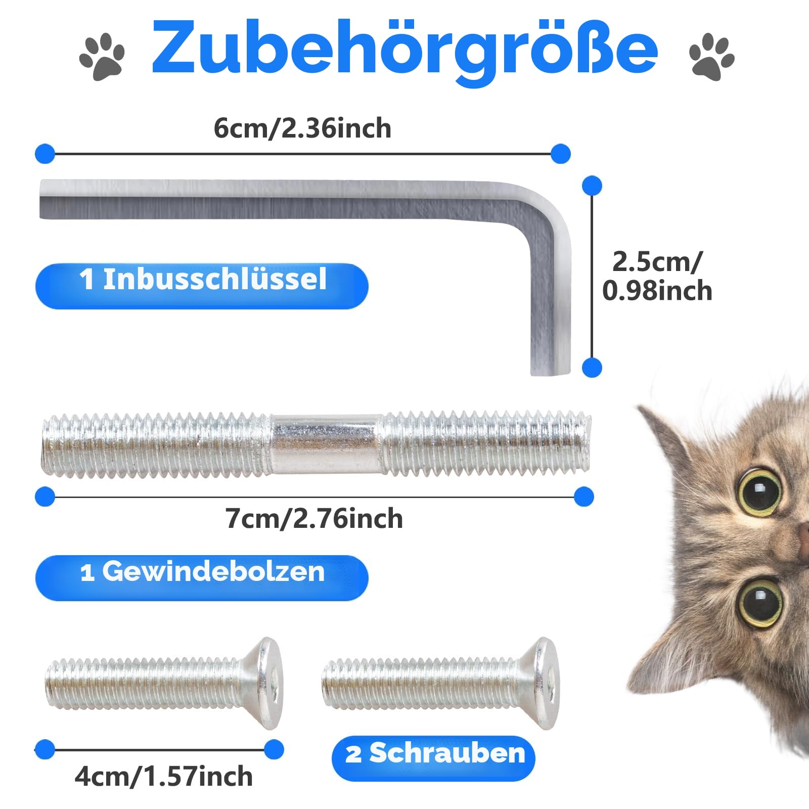 Packung mit 4 Ersatz-Kratzstangen für Katzen, 15,7 Zoll, natürliche Sisalseil-Kratzstangen mit M8-Schrauben für Innenrenovierungsteile des Katzenturms,