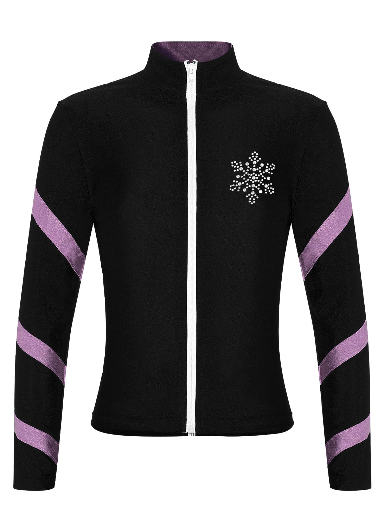 Mädchen Eiskunstlauf Jacke Thermo Gefütterte Sweatjacke Mit Stehkragen Kinder Rollkunstlauf Sport Gymnastik Tanz Workout Mantel Slim Fit