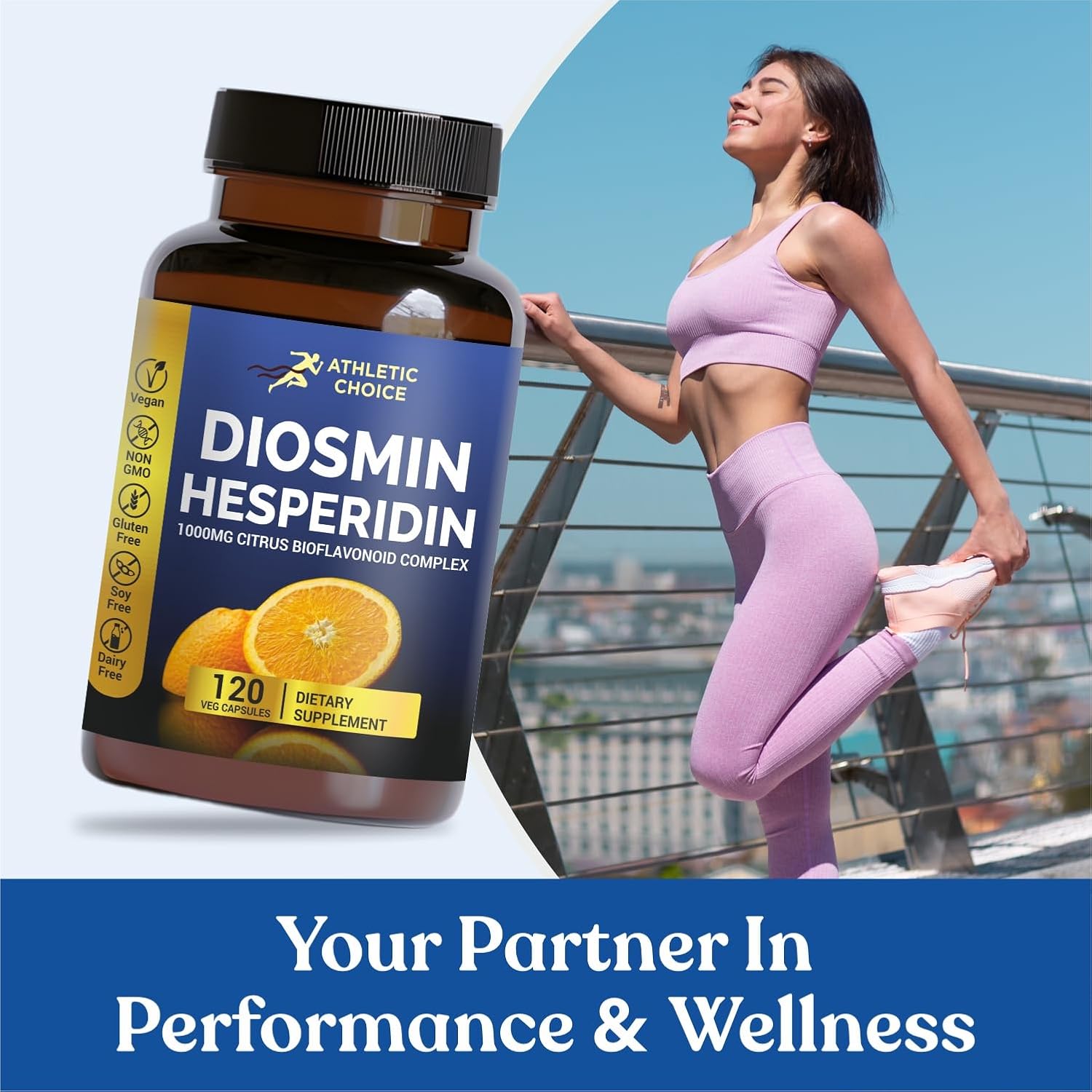 Diosmin Hesperidin 1000mg Complex, 120 Veggie Capsules, Citrus Bioflavonoid Rich Fruit Extract, Vegan, Non-GMO & Gluten-Free Hesperidin and Diosmin Supplement - Image 8